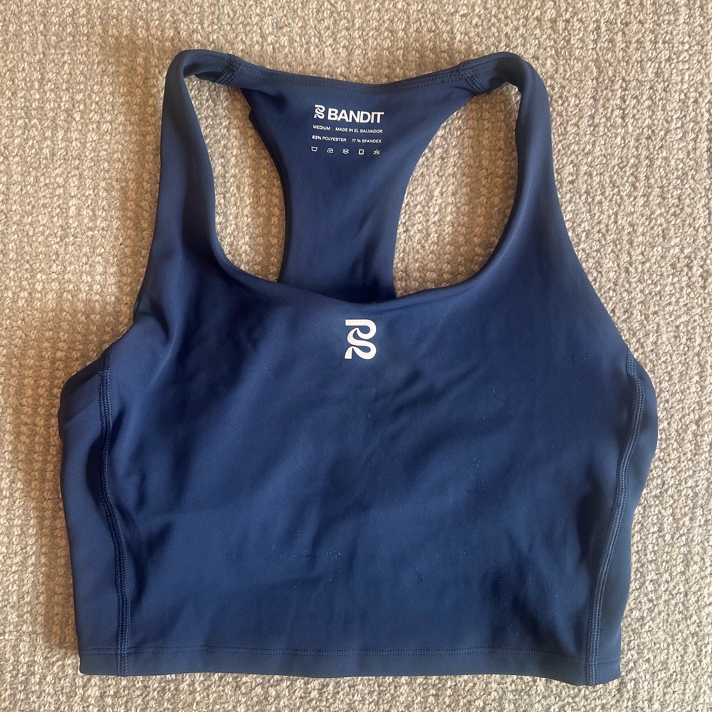 Bandit Running Stamina Scoop Neck Race Crop Medium Navy